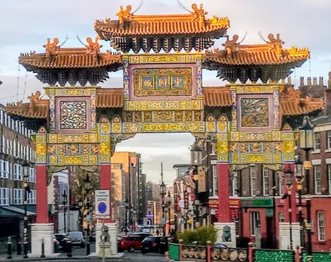 Walking from Liverpool's Chinese Arch Down to the Docks